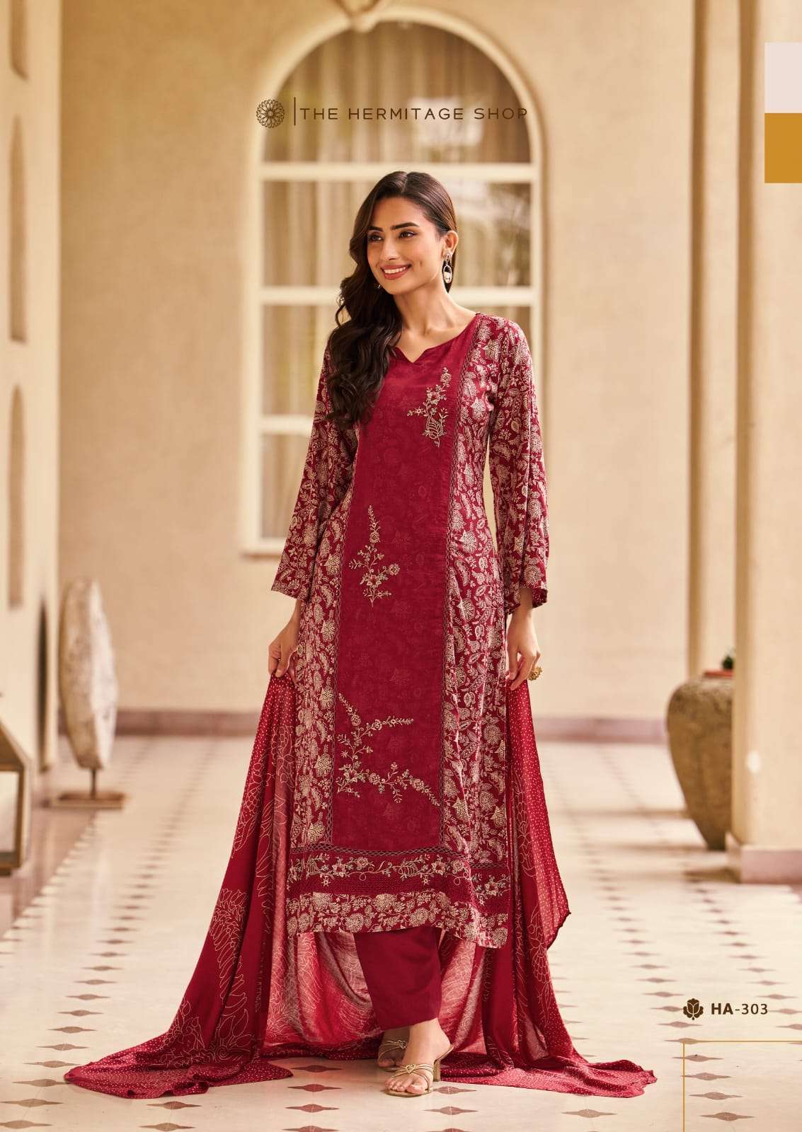 THE HERMITAGE SHOP HASSAL COTTON DISCHARGE PRINTS THREE PIECE KURTA SETS SUPPLIER 